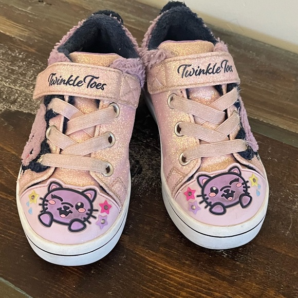 Skechers twinkle toes purple pink sparkle cat sneakers shoes size 9 toddler - Picture 6 of 13
